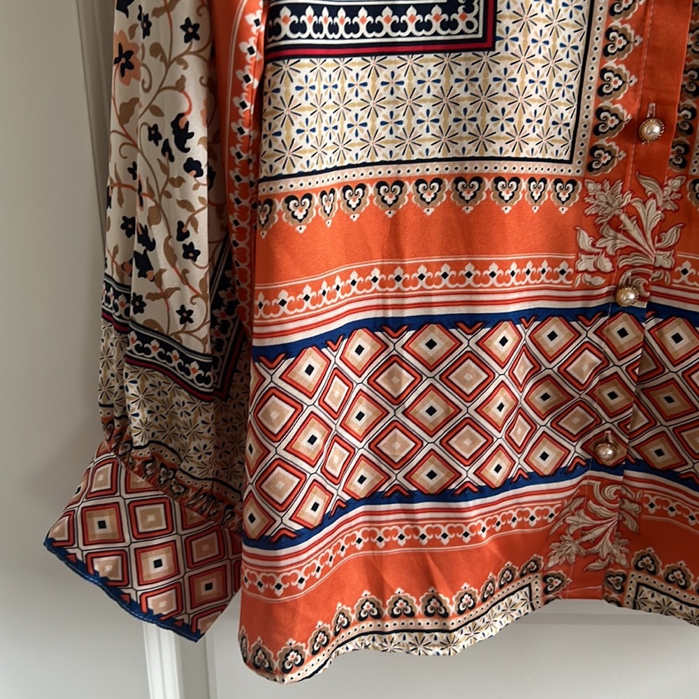 NWT Meritt Dig Deep Down Button Up In Orange Curves. - Picture 7 of 11